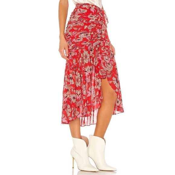 💕CINQ A SEPT💕 Midi Kathleen Skirt ~ Venetian Red - Picture 5 of 16